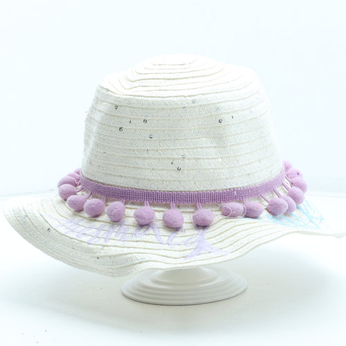 TU Girls White Straw Sun Hat Size S - Size 3-5 years