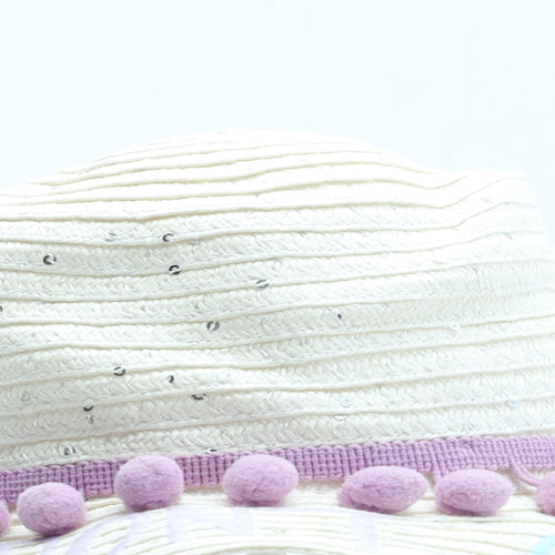 TU Girls White Straw Sun Hat Size S - Size 3-5 years