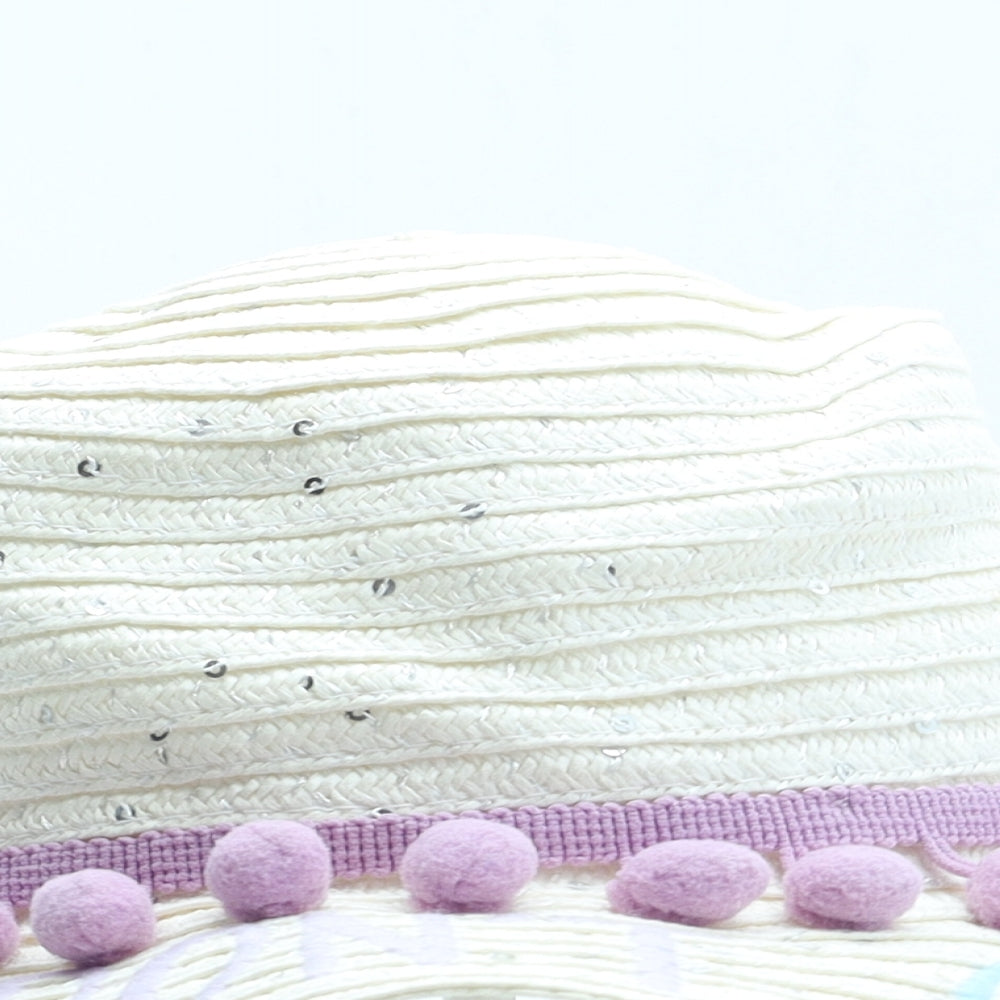 TU Girls White Straw Sun Hat Size S - Size 3-5 years
