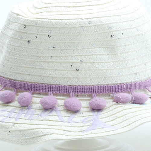 TU Girls White Straw Sun Hat Size S - Size 3-5 years