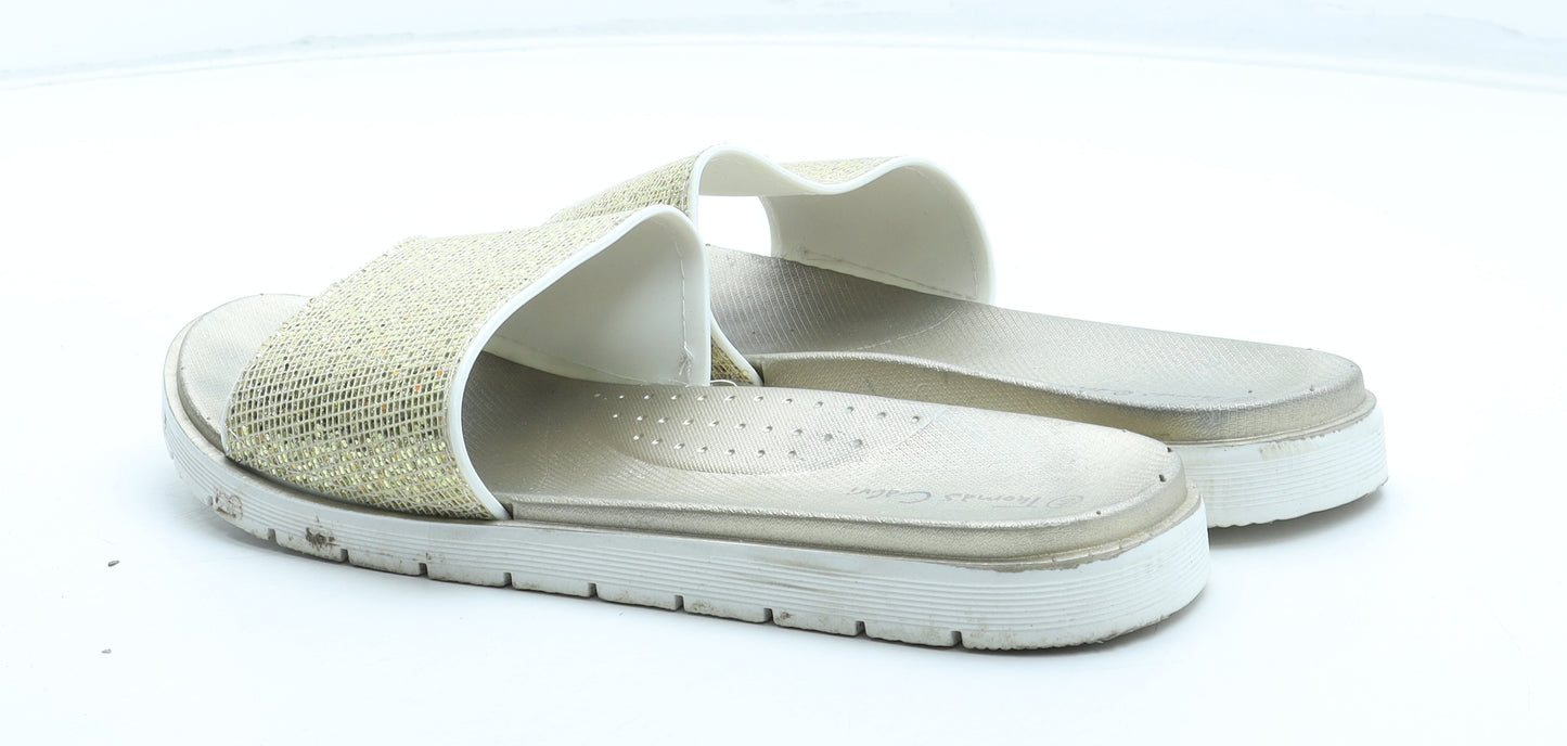 Thomas Calvi Womens Gold Rubber Slip On Sandal UK