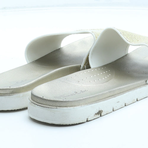 Thomas Calvi Womens Gold Rubber Slip On Sandal UK