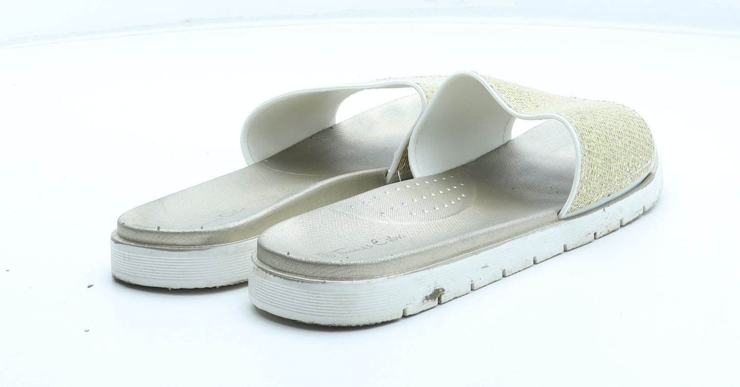Thomas Calvi Womens Gold Rubber Slip On Sandal UK