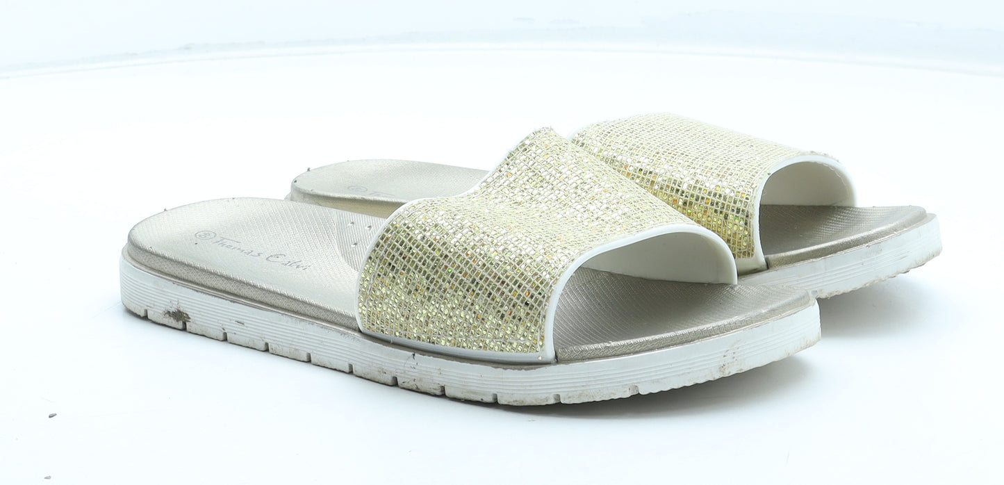 Thomas Calvi Womens Gold Rubber Slip On Sandal UK