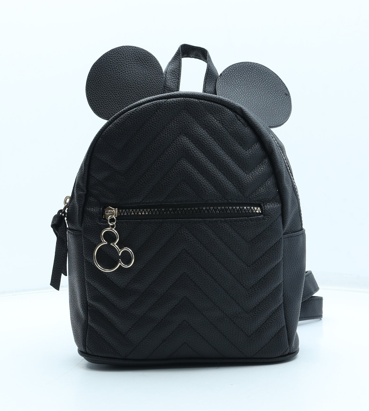 Primark Womens Black Polyurethane Backpack Size Medium - Mickey Mouse