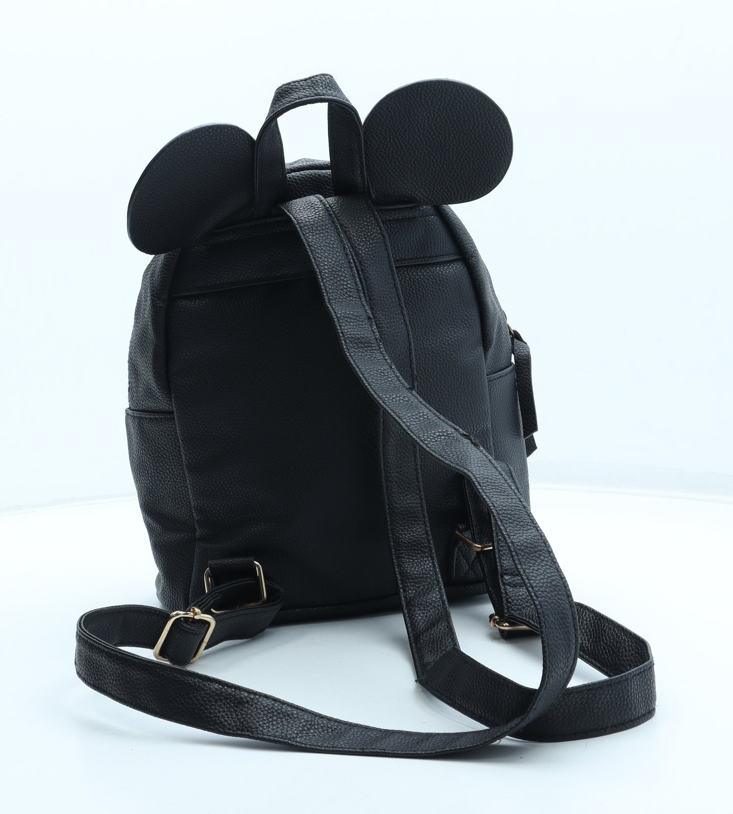 Primark Womens Black Polyurethane Backpack Size Medium - Mickey Mouse