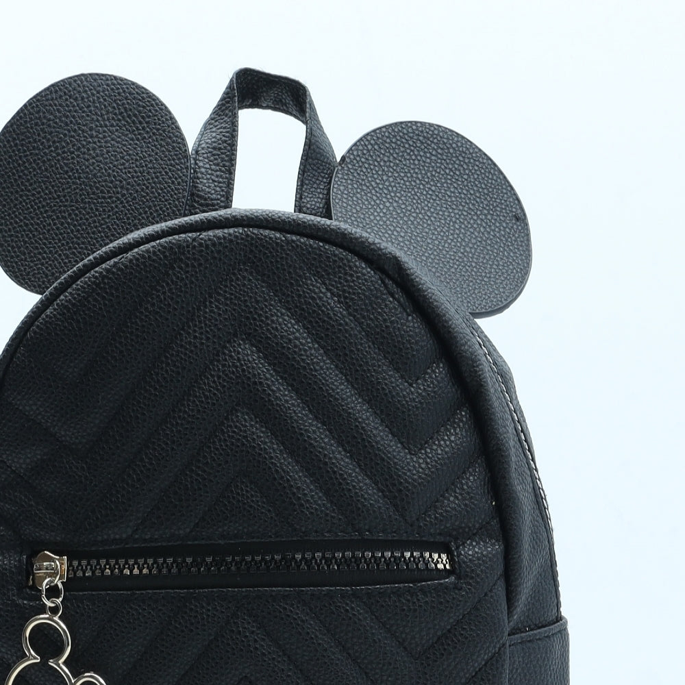 Primark Womens Black Polyurethane Backpack Size Medium - Mickey Mouse