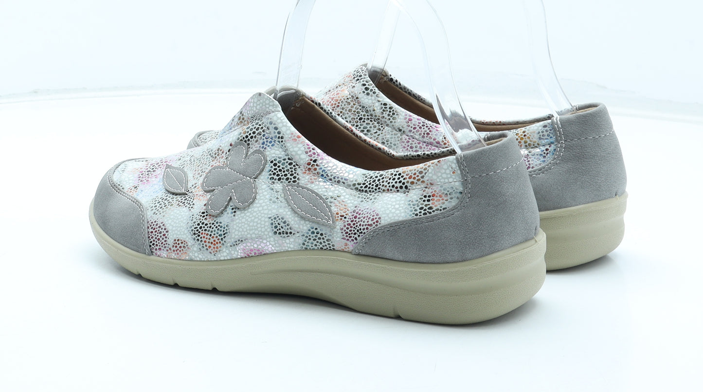Cotton Traders Womens Multicoloured Geometric Polyurethane Trainer UK - Flower Detail