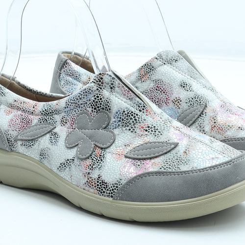 Cotton Traders Womens Multicoloured Geometric Polyurethane Trainer UK - Flower Detail