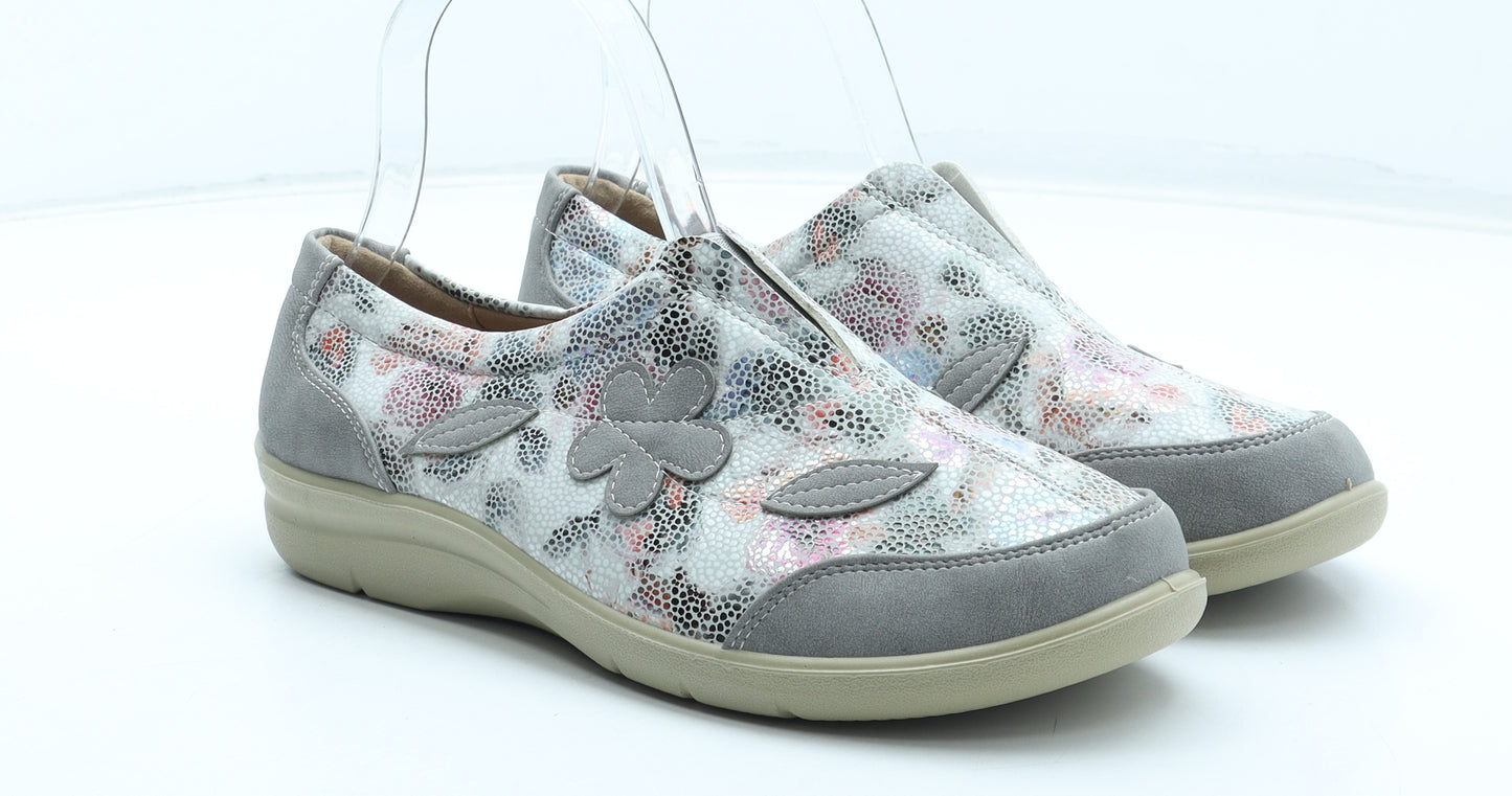 Cotton Traders Womens Multicoloured Geometric Polyurethane Trainer UK - Flower Detail