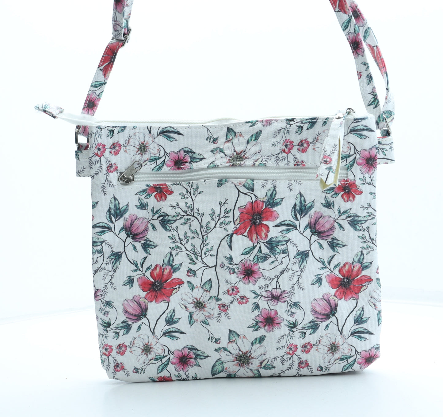 Preworn Womens Multicoloured Floral Polyurethane Crossbody Size Medium