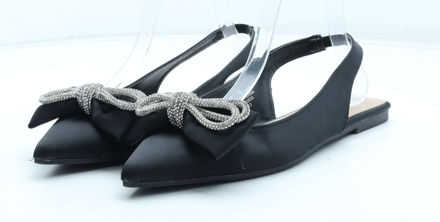 Primark Womens Black Polyester Slingback Flat UK