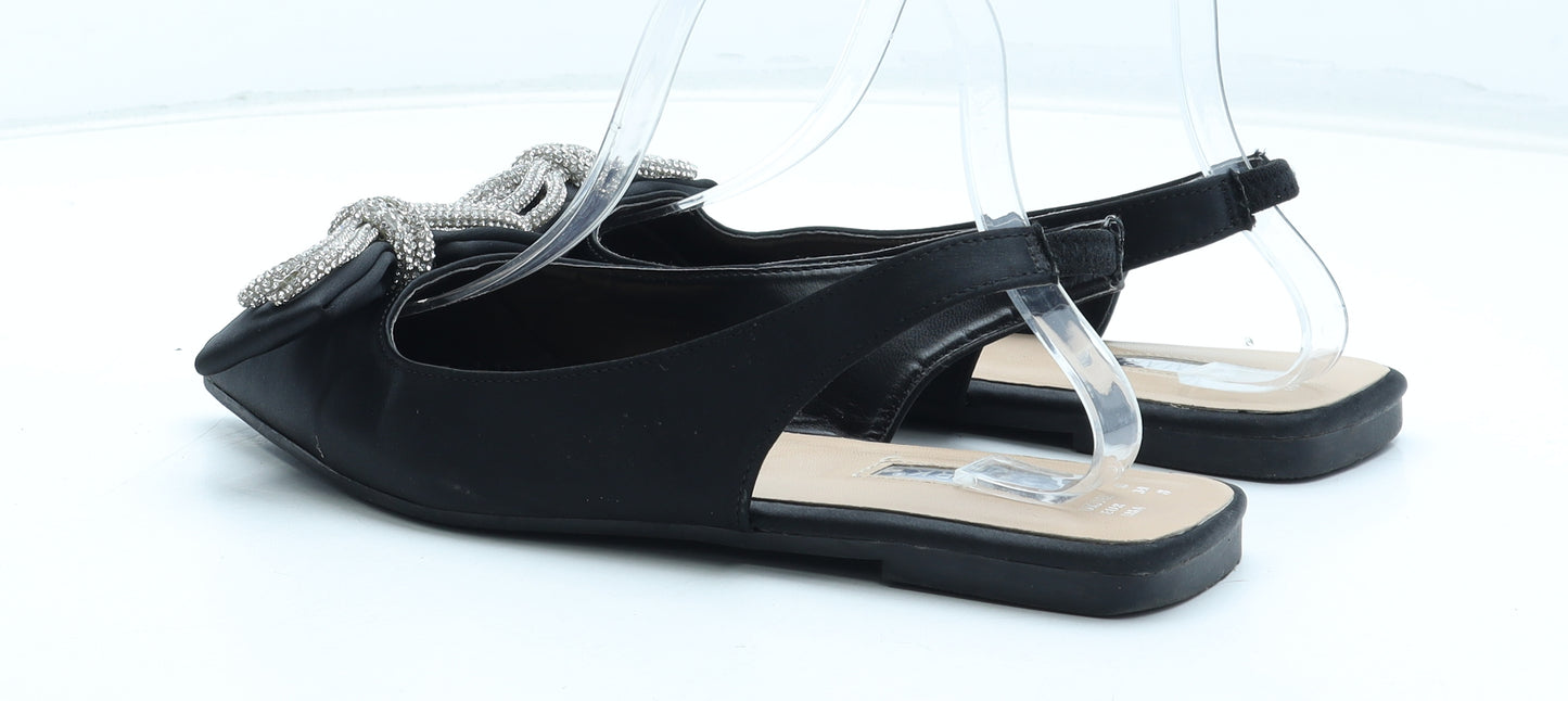 Primark Womens Black Polyester Slingback Flat UK