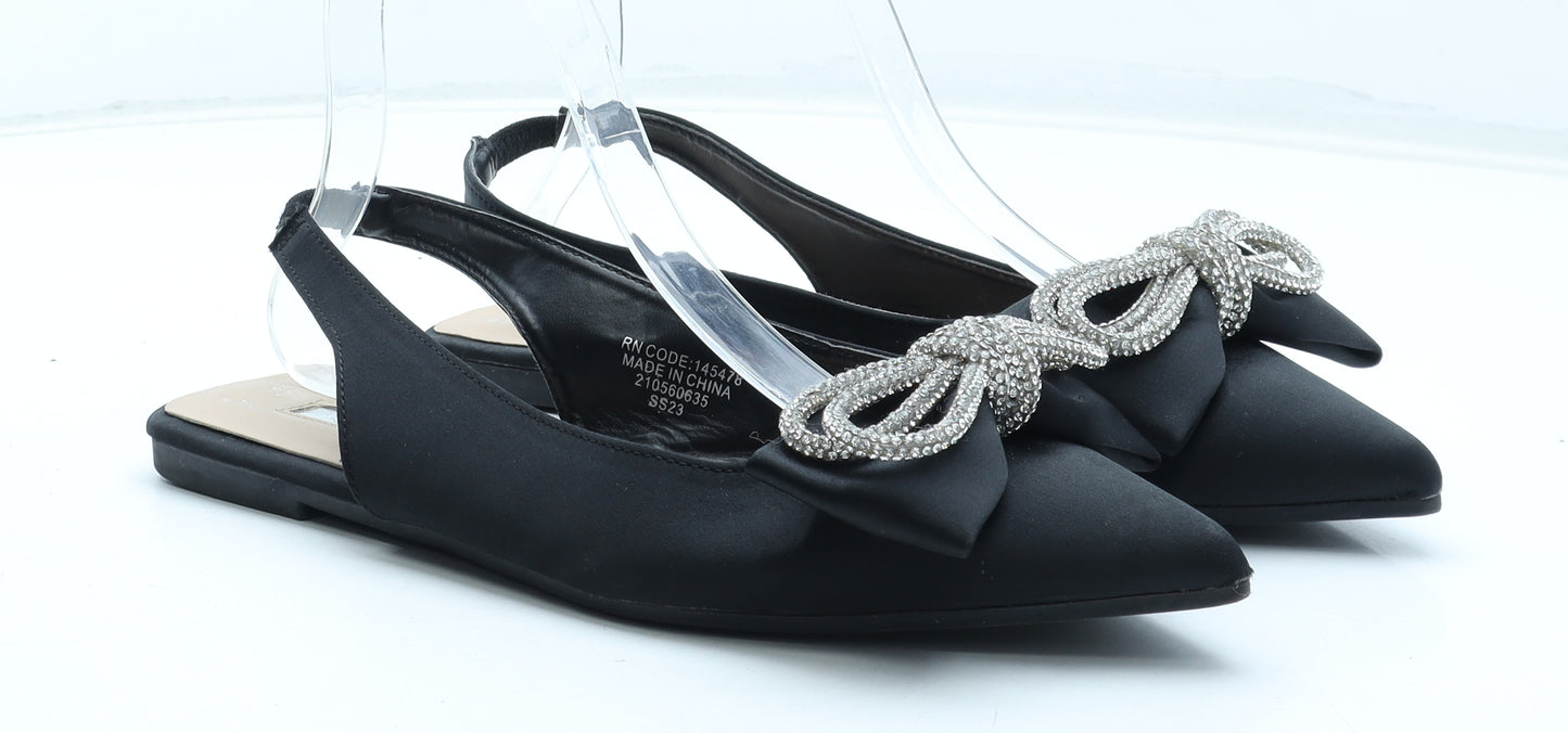 Primark Womens Black Polyester Slingback Flat UK