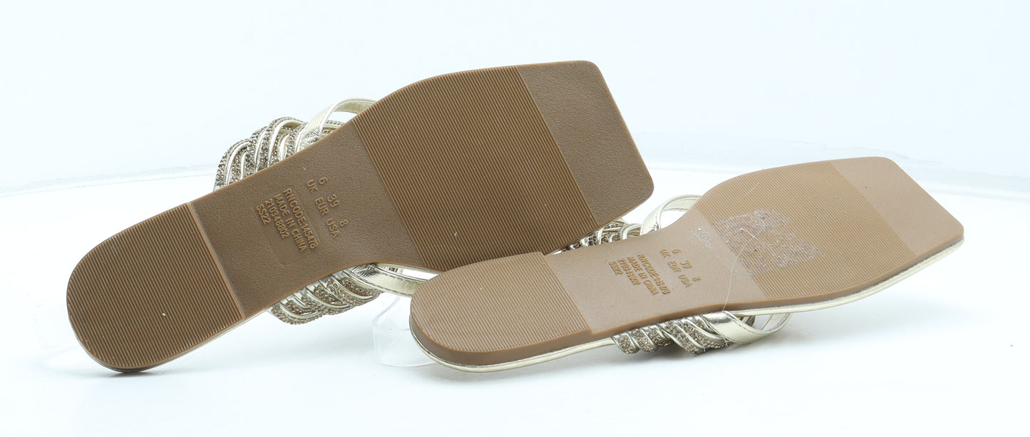 Primark Womens Gold Polyurethane Thong Sandal UK
