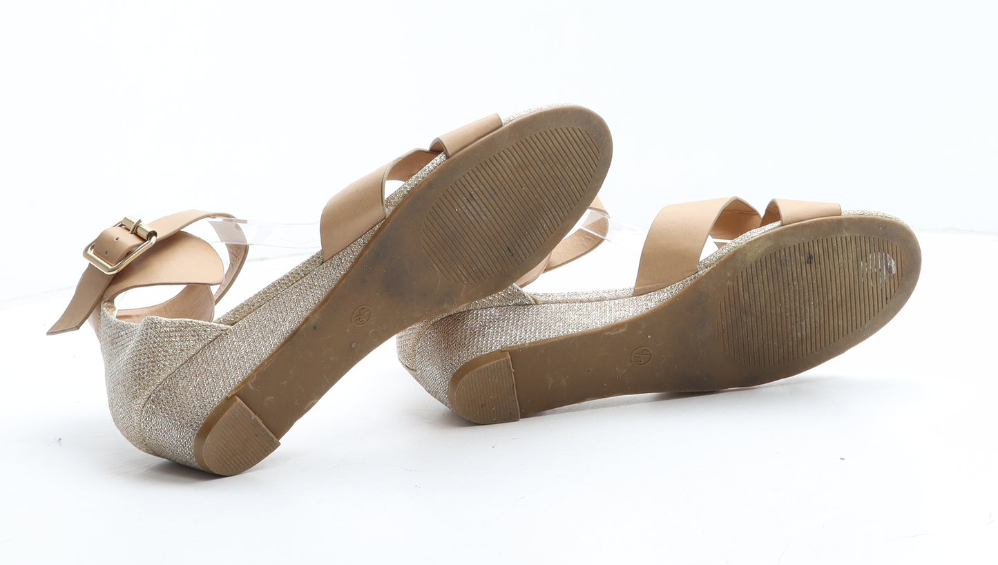 Fiore Womens Gold Synthetic Strappy Heel UK