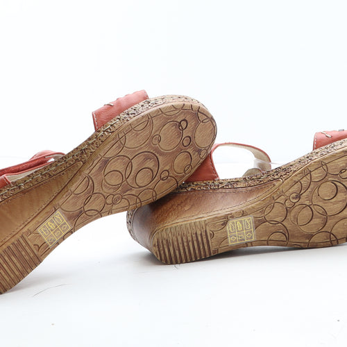 Cushion Walk Womens Orange Geometric Synthetic Espadrille Heel UK