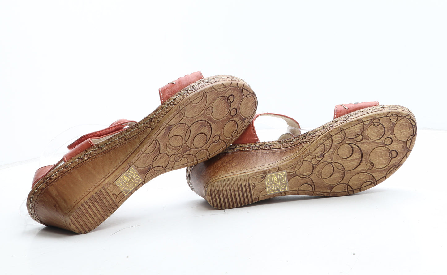 Cushion Walk Womens Orange Geometric Synthetic Espadrille Heel UK