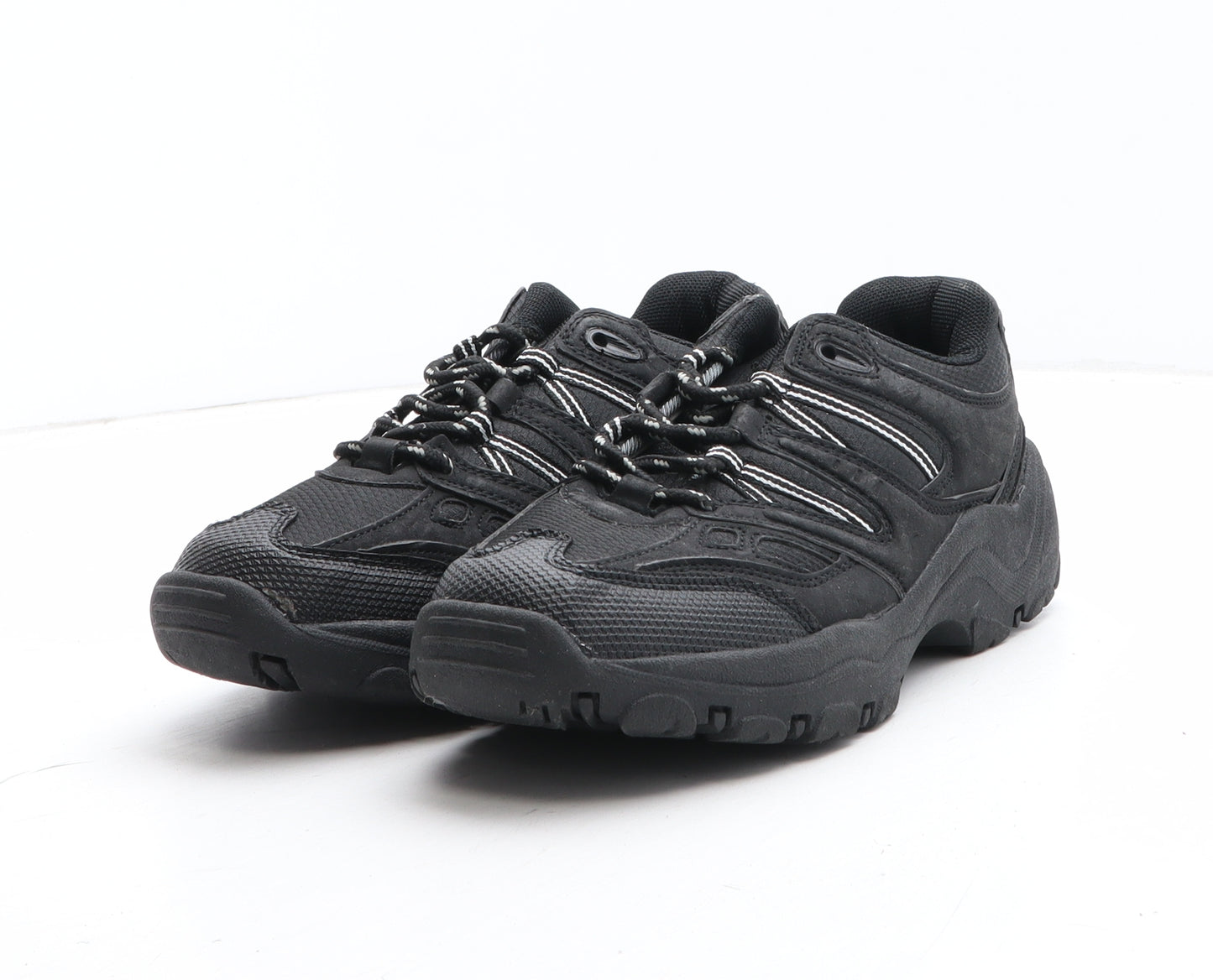 Freedom Trail Boys Black Synthetic Trainer UK 3