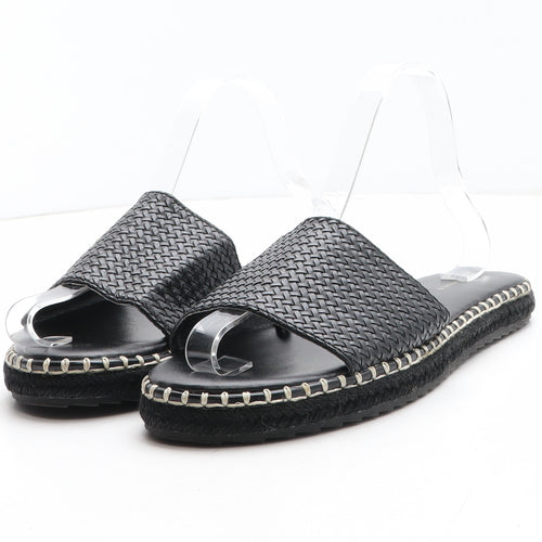 Papaya Womens Black Synthetic Slip On Sandal UK