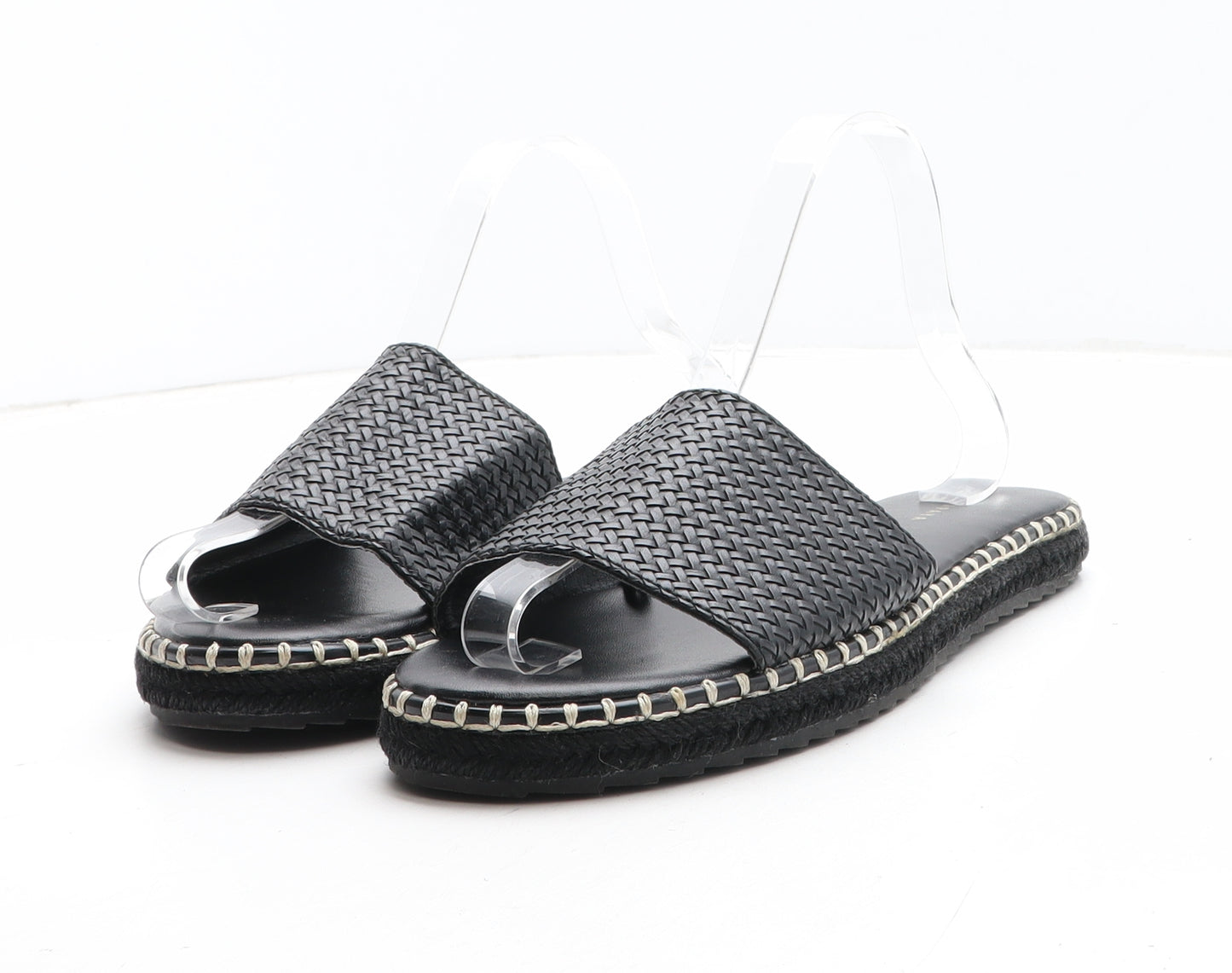 Papaya Womens Black Synthetic Slip On Sandal UK