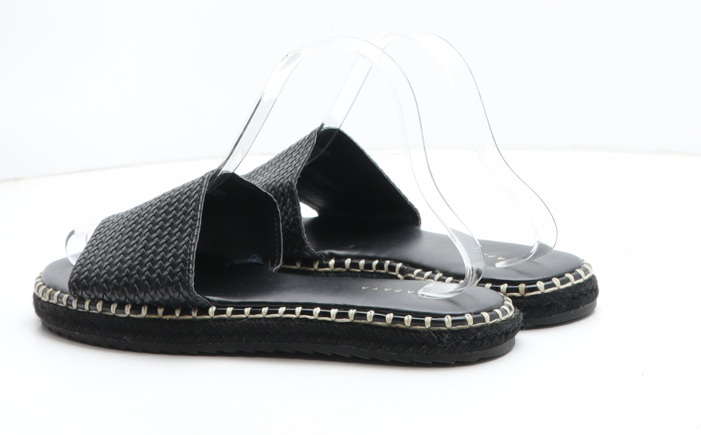 Papaya Womens Black Synthetic Slip On Sandal UK