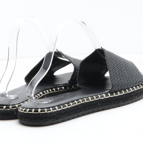 Papaya Womens Black Synthetic Slip On Sandal UK