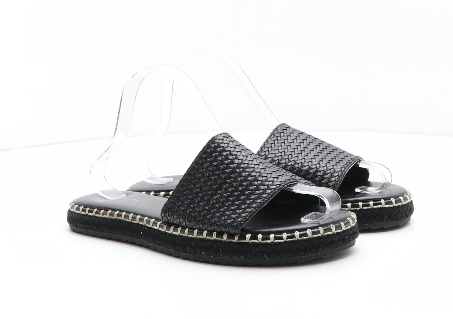Papaya Womens Black Synthetic Slip On Sandal UK
