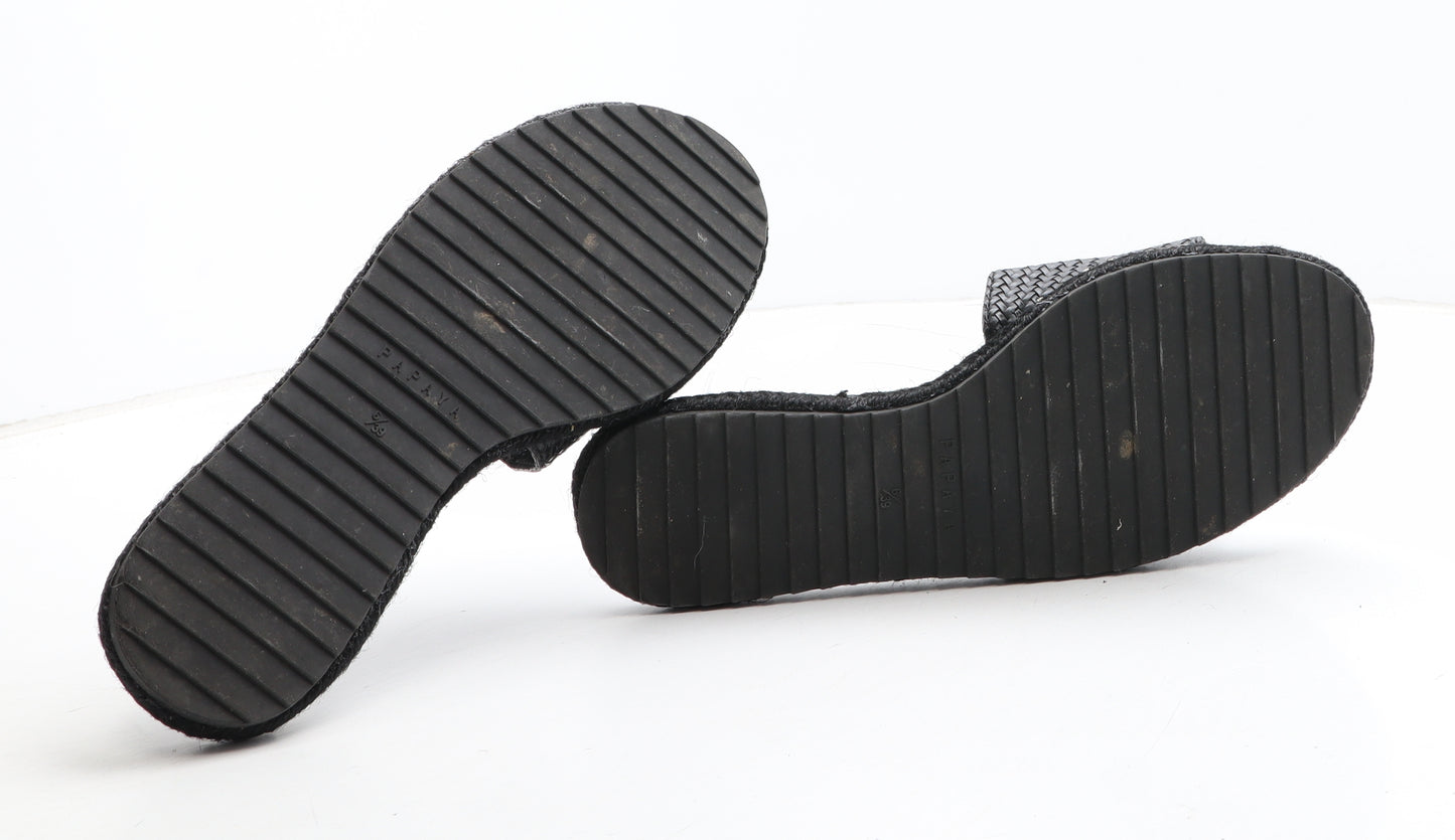 Papaya Womens Black Synthetic Slip On Sandal UK