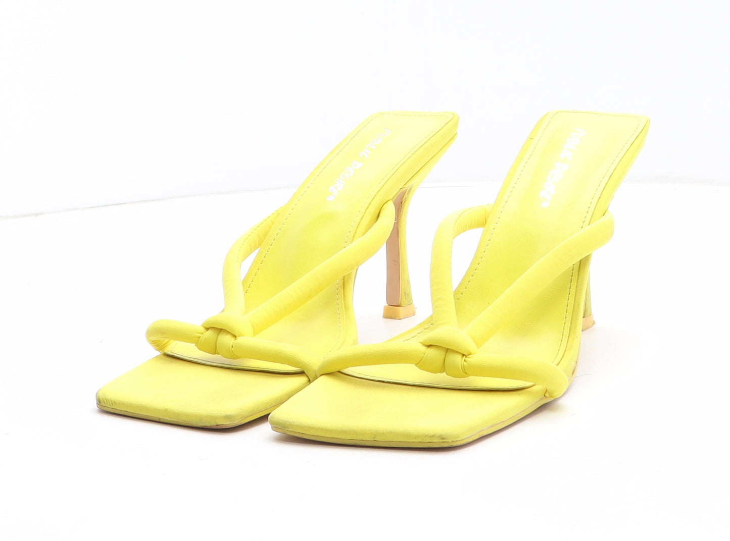 Public Desire Womens Yellow Synthetic Mule Heel UK