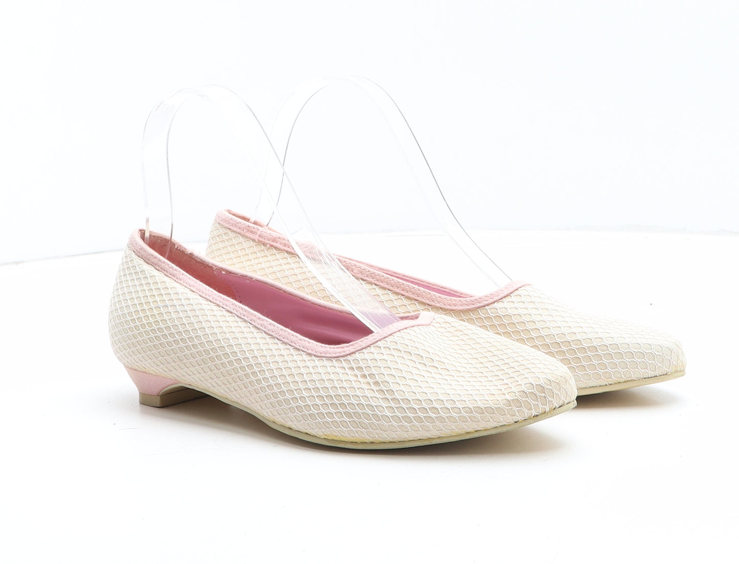 SF Womens Beige Geometric Synthetic Slip On Flat UK