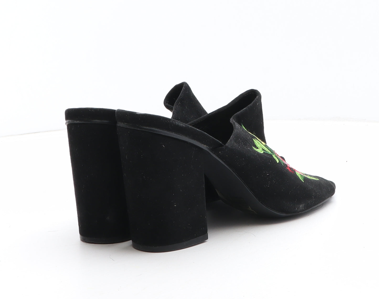 Atmosphere Womens Black Floral Synthetic Mule Heel UK