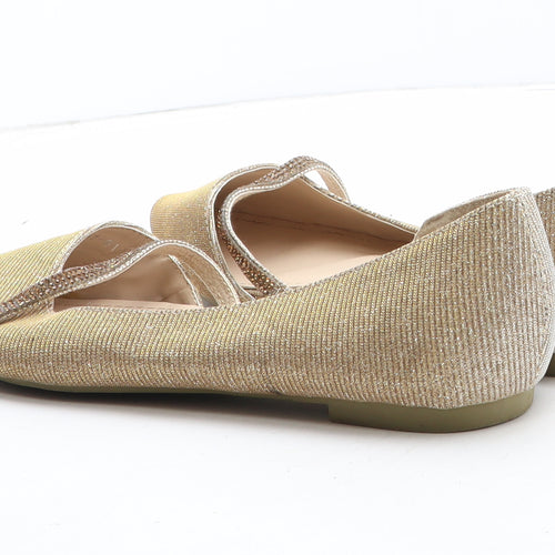 Bestelle Womens Gold Synthetic Slip On Flat UK