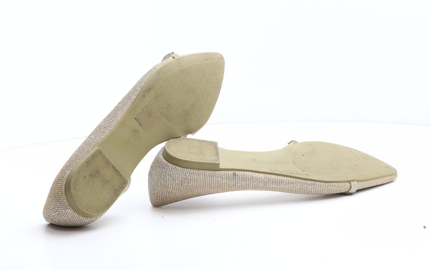 Bestelle Womens Gold Synthetic Slip On Flat UK