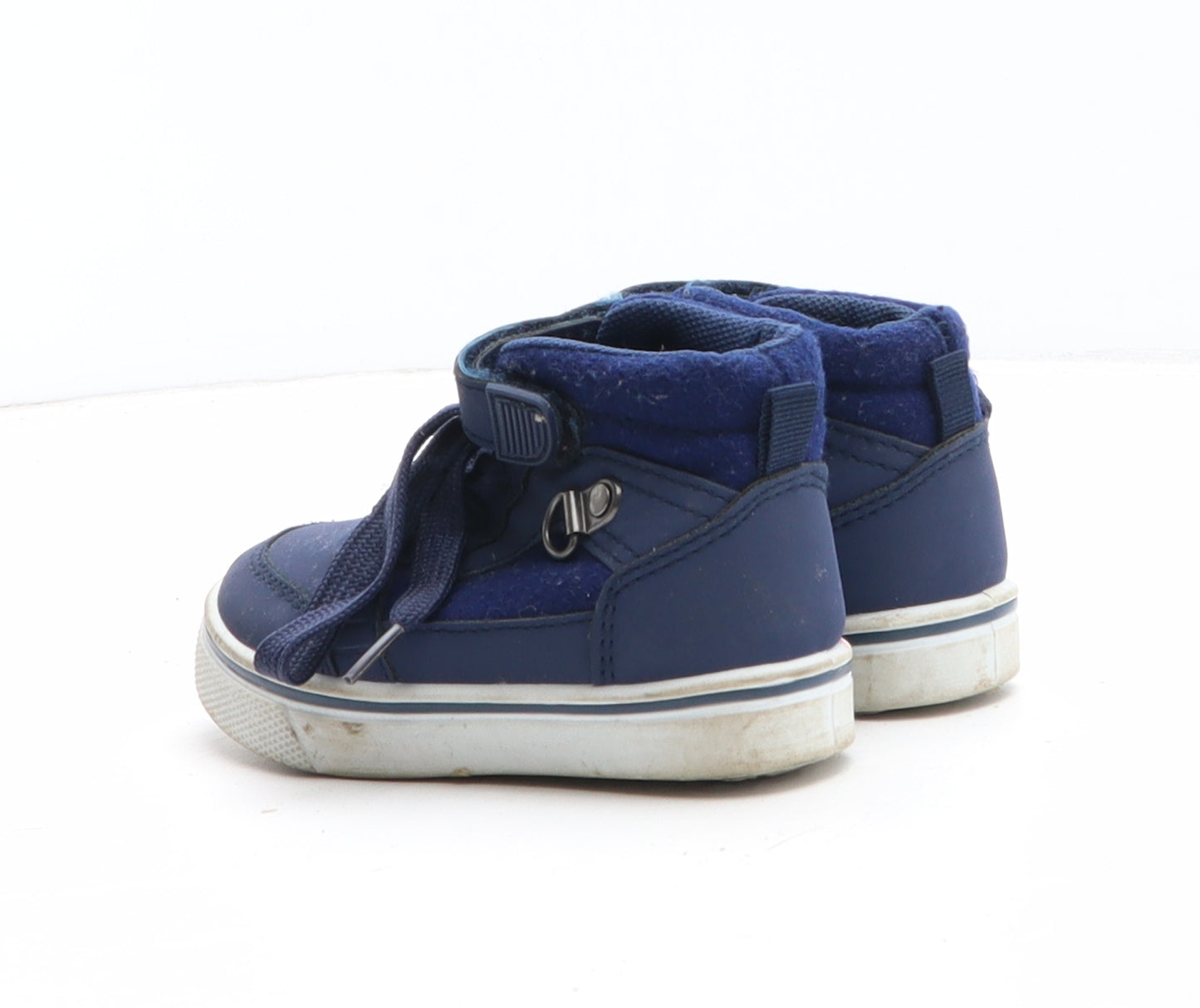 Preworn Boys Blue Synthetic Trainer UK 4