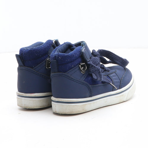 Preworn Boys Blue Synthetic Trainer UK 4