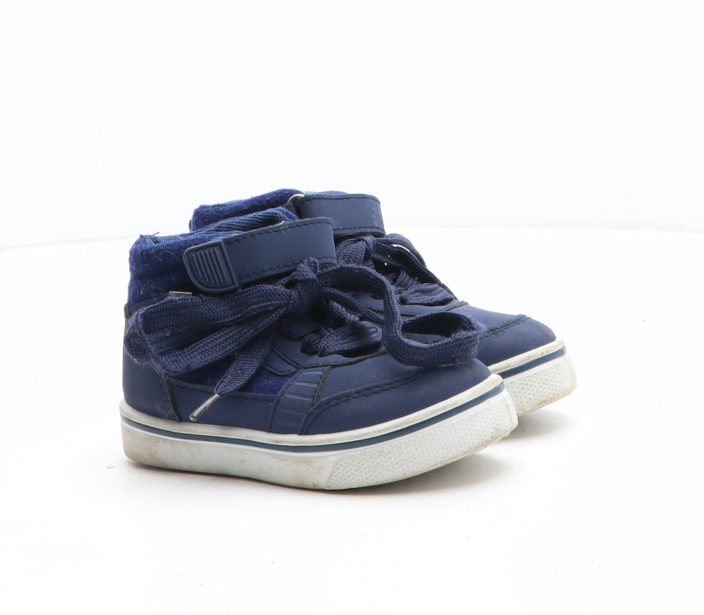 Preworn Boys Blue Synthetic Trainer UK 4