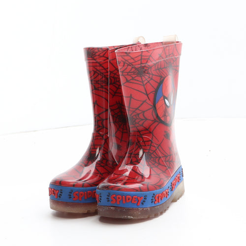 Spiderman Boys Red Geometric Synthetic Wellies Boot UK 4