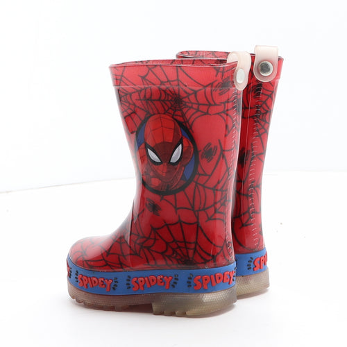 Spiderman Boys Red Geometric Synthetic Wellies Boot UK 4