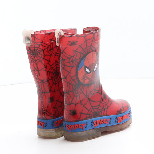 Spiderman Boys Red Geometric Synthetic Wellies Boot UK 4