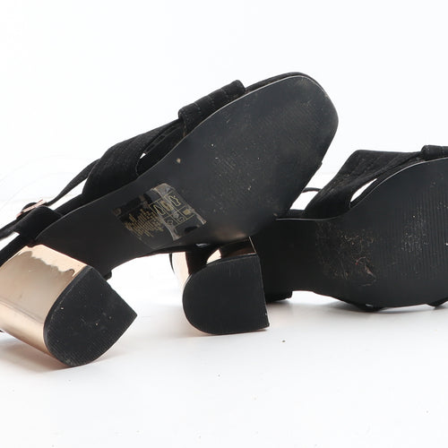 Preworn Womens Black Synthetic Slingback Heel UK