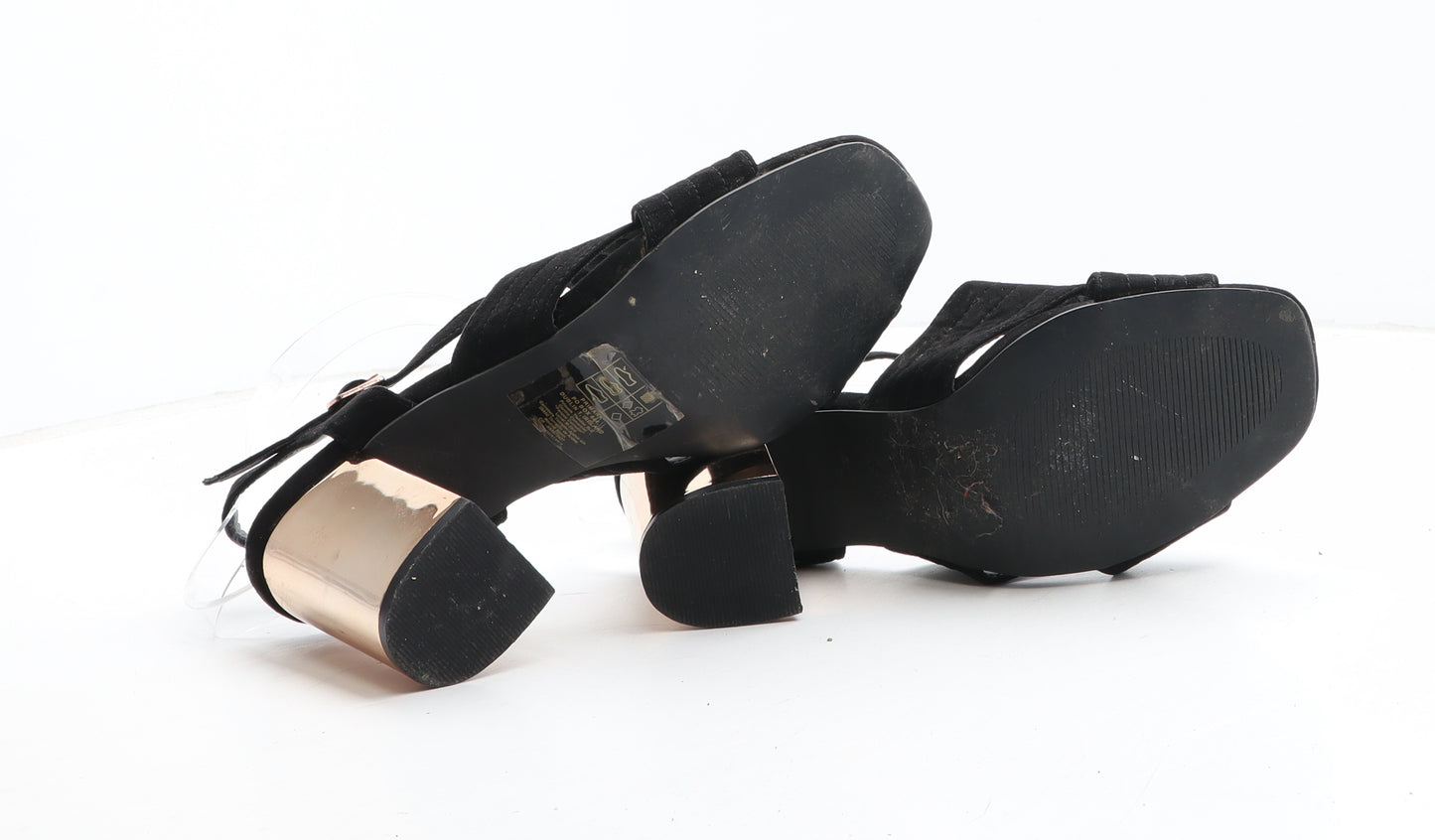 Preworn Womens Black Synthetic Slingback Heel UK