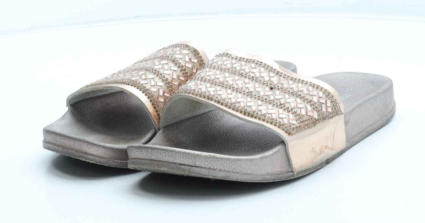 Preworn Womens Pink Rubber Slider Sandal UK