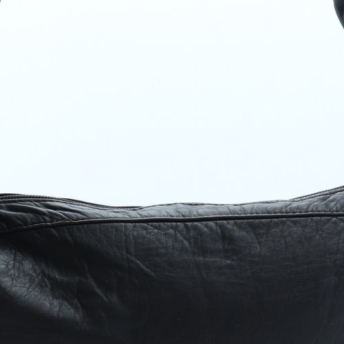 Preworn Womens Black Polyurethane Shoulder Bag Size Medium