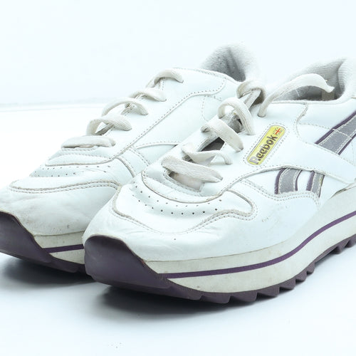 Reebok Girls White Polyester Trainer UK 4 37
