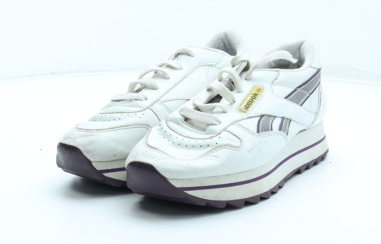 Reebok Girls White Polyester Trainer UK 4 37