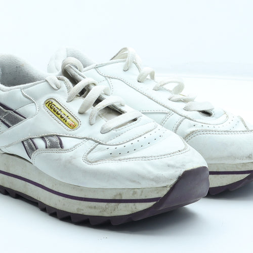 Reebok Girls White Polyester Trainer UK 4 37
