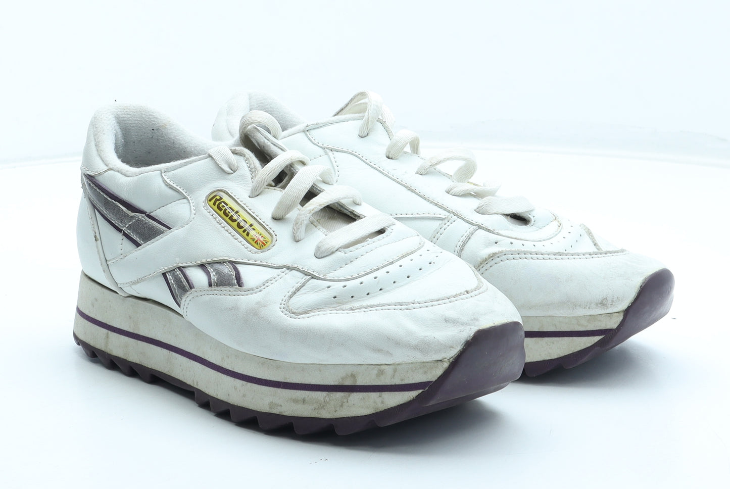 Reebok Girls White Polyester Trainer UK 4 37