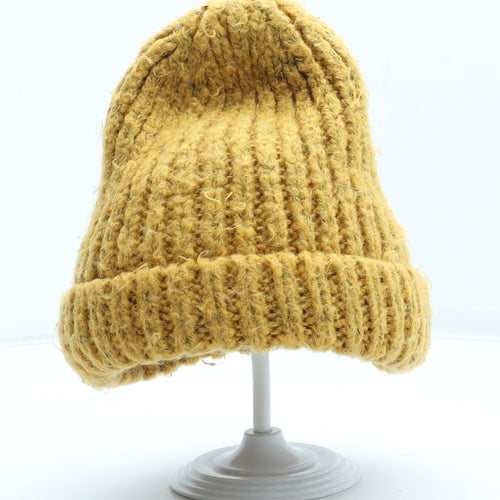 Preworn Womens Yellow Acrylic Beanie One Size