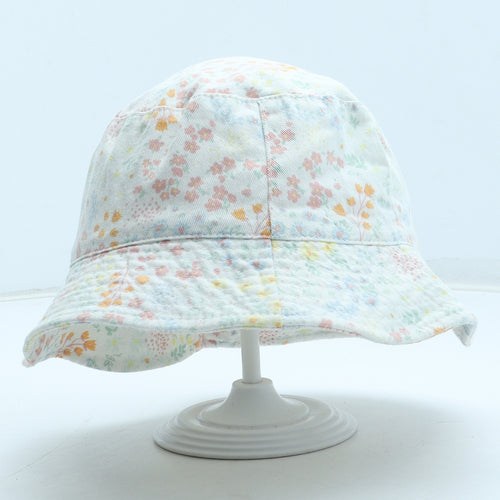F&F Girls Multicoloured Floral Cotton Bucket Hat Size S - Size 7-10 years
